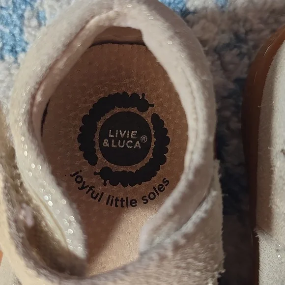 Livie & Luca Metallic Beige Mary Janes with Gold Bird Accent - Picture 3 of 5